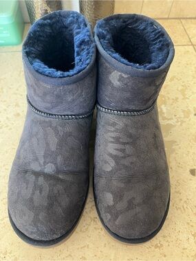 UGG Short Shearling-Lined Boots in Navy Suede